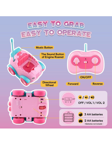 Coche de Control Remoto Nueplay K06 para Niños 2-8 Años Rosa