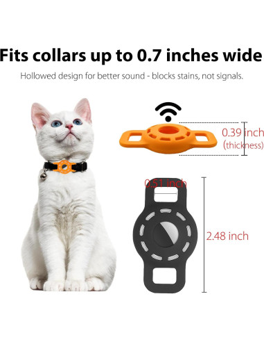 Soporte para Collar de Gato AirTag Fretime - Silicona Negro/Naranja/Blanco