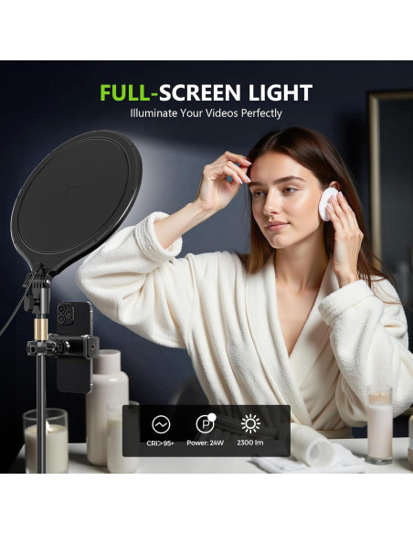 Luz de Anillo LED Aureday 10.5" Regulable con Soporte Luz de Anillo LED Aureday 10.5" Regulable con Soporte