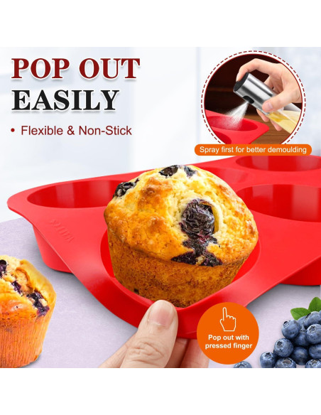 Molde de Silicona para Muffin Jumbo Walfos 6 Tazas Antiadherente Molde de Silicona para Muffin Jumbo Walfos 6 Tazas Antiadherente