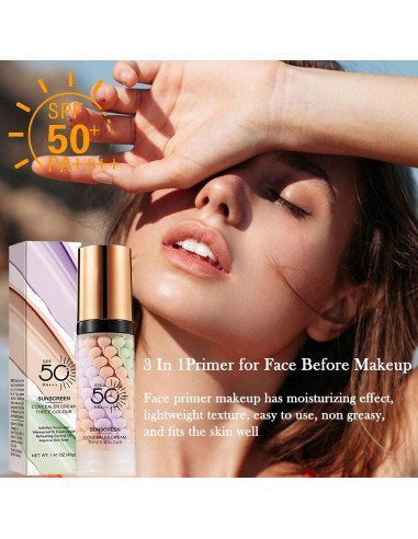 Primer Corrector de Color 3 en 1 Minfei con SPF 50