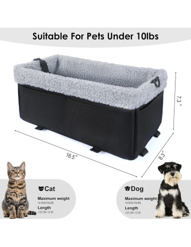 Asiento de Coche para Perros Pequeños WENRENER Negro 41.9x21.1 cm