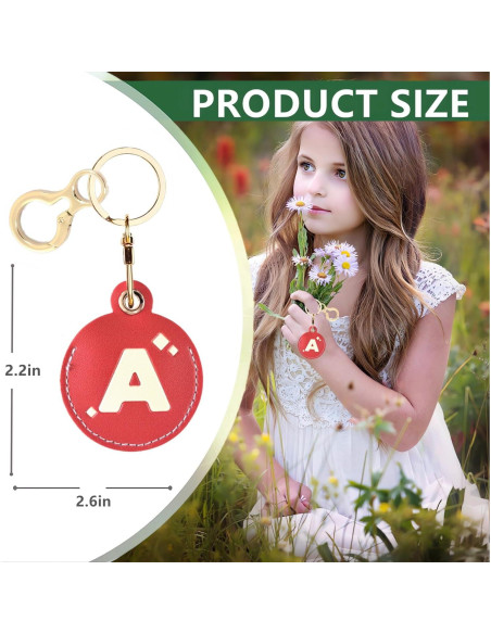 Funda de Llave de Cuero BORKUANA para AirTag con Letra A Funda de Llave de Cuero BORKUANA para AirTag con Letra A