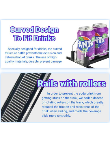 Organizador de Bebidas JUNMEI Negro 15cm 4 Filas Ajustable