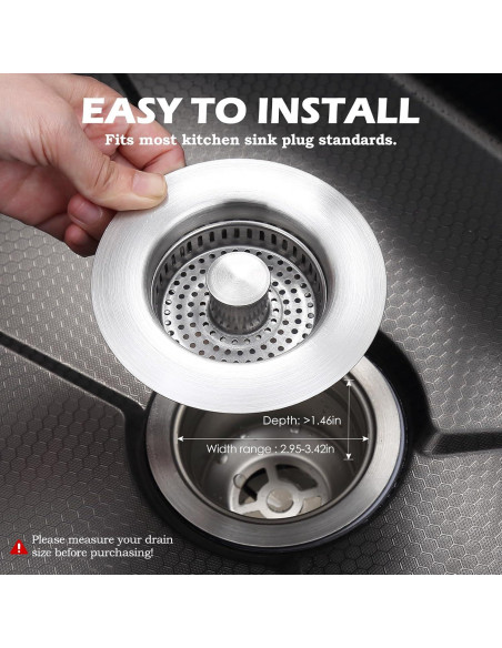 Colador de Desagüe de Fregadero NileHome 3 en 1 Acero Inoxidable Colador de Desagüe de Fregadero NileHome 3 en 1 Acero Inoxidable