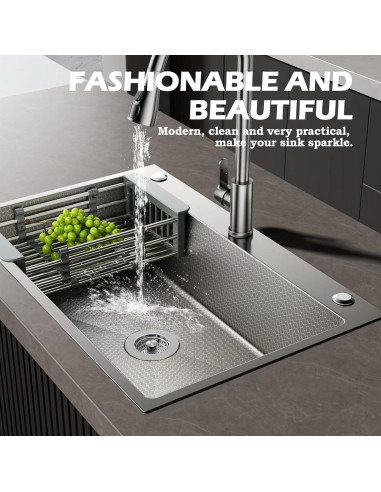 Colador de Desagüe de Fregadero NileHome 3 en 1 Acero Inoxidable