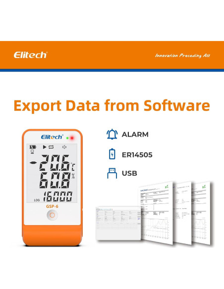 Registrador de Datos de Temperatura y Humedad Elitech GSP-6 Registrador de Datos de Temperatura y Humedad Elitech GSP-6