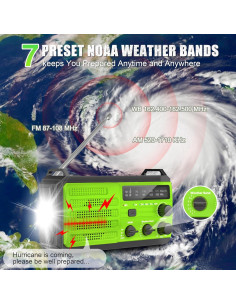 Radio de Emergencia QM 22200mWh Solar Manivela AM/FM/NOAA 2