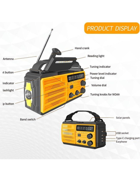 Linterna Radio de Emergencia Zeerkeer 8000mAh Cargador Solar Linterna Radio de Emergencia Zeerkeer 8000mAh Cargador Solar
