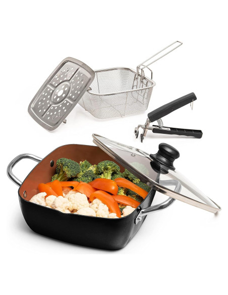 Juego de Cocina de Cobre 5 Pzs Moss & Stone Antiadherente Juego de Cocina de Cobre 5 Pzs Moss & Stone Antiadherente