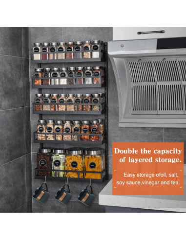 Organizador de Especias de Pared X-cosrack 5 Niveles Ajustable