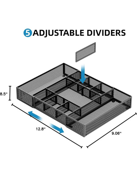 Organizador de Cajón Expandible Marbrasse Negro 2P con 11 Compartimentos Organizador de Cajón Expandible Marbrasse Negro 2P con 11 Compartimentos