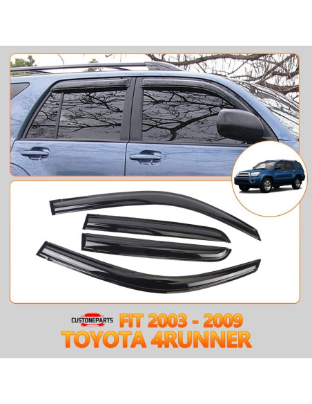 Viseras de Ventana Laterales CUSTONEPARTS para Toyota 4Runner 2003-2009 Viseras de Ventana Laterales CUSTONEPARTS para Toyota 4Runner 2003-2009
