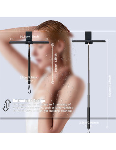 Limpiaparabrisas de Ducha Telescópico LORESJOY 120 cm Negro 2