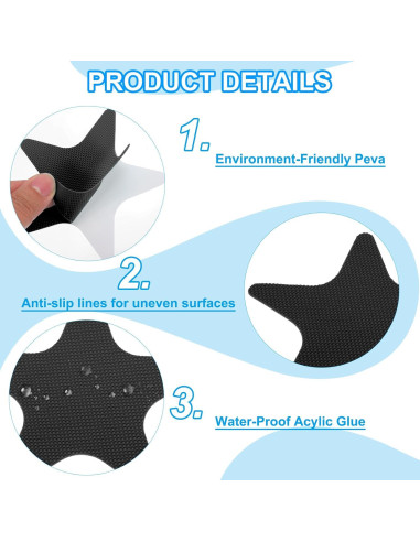 Calcomanías Antideslizantes PATIKIL 24 Pcs 10.5x10.5 cm Negro
