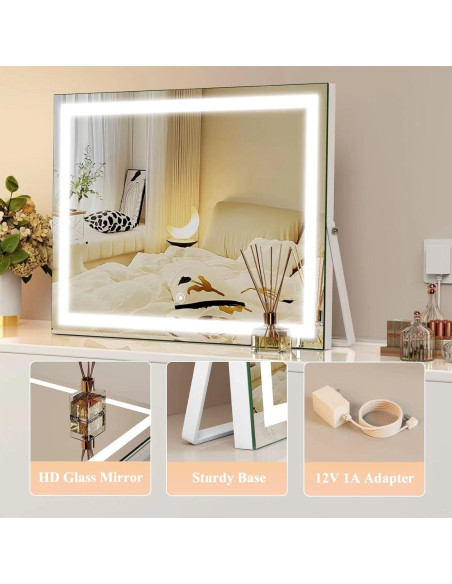 Espejo de Maquillaje LED Gvnkvn 38x28 cm Dorado 3 Modos Luz Espejo de Maquillaje LED Gvnkvn 38x28 cm Dorado 3 Modos Luz