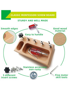 Tabla de Destornillador Montessori MEROCO 18x8.5 cm para Niños 3+ 2