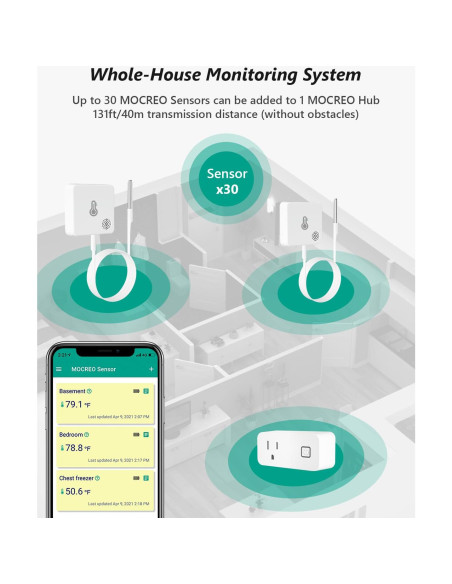 Termómetro WiFi MOCREO H2 Hub con 2 Sensores - Monitoreo 24/7 Termómetro WiFi MOCREO H2 Hub con 2 Sensores - Monitoreo 24/7