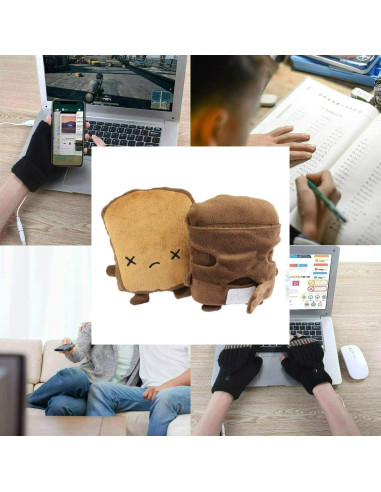 Guantes Calentadores de Manos USB Kbinter Talla Única Marrón