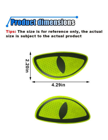 Calcomanías Reflectantes para Autos LAINLOY - Ojos Amarillos 10.9x5.6cm