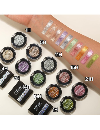 Sombra de Ojos Verde Oliva Metálica Afflano 24H - Paleta Brillante
