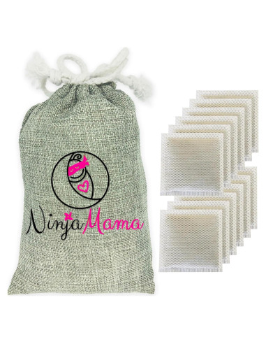 Desodorante para Cubos de Pañales Ninja Mama - 12 Saquitos Carbón Bambú Toque Rosa