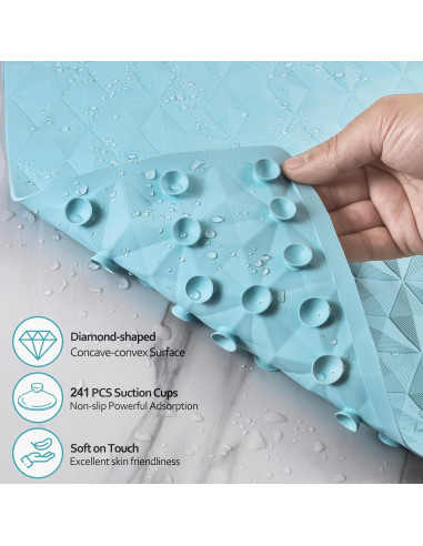 Alfombra de Baño Antideslizante OLUFIA 71.1x40.6cm Azul