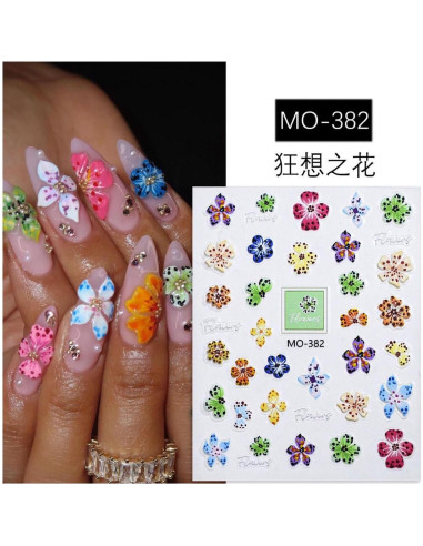 Calcomanías para Uñas MIXFOSAHN 3D Florales 3 Hojas