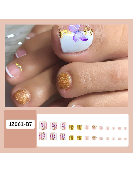 Uñas Postizas para Pies FIEONCIY - 24 Uñas Acrílicas con Charms Uñas Postizas para Pies FIEONCIY - 24 Uñas Acrílicas con Charms