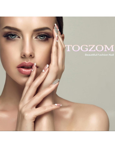 Uñas Postizas Almendra Mediana TOGZOM 24 Pcs Nude Brillo