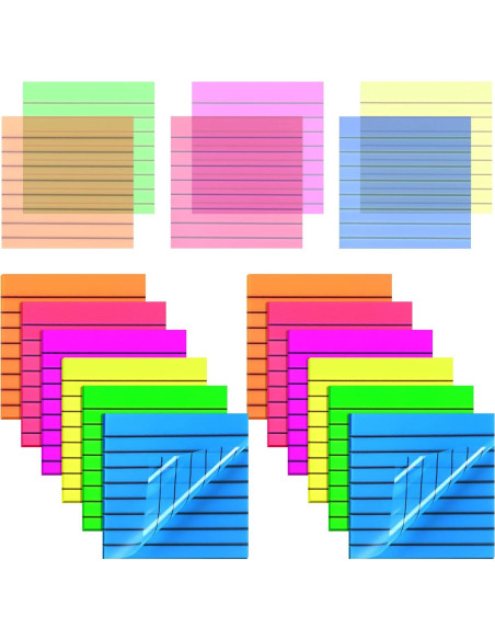 Notas Adhesivas Transparentes Yinder 24 Hojas 7.6x7.6cm Colores Brillantes Notas Adhesivas Transparentes Yinder 24 Hojas 7.6x7.6cm Colores Brillantes