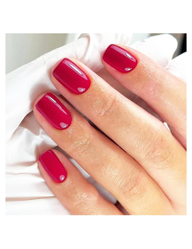 Uñas Postizas Rojas Vino Cortas Cuadradas 24 Pcs MMNHJHUT