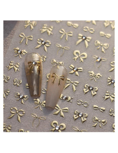 Calcomanías de Uñas 3D Lazo Dorado HPYFOI - 1 Hoja