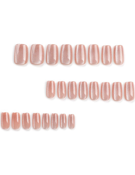 Uñas Postizas Cortas Cuadradas CurvLife 24 Pcs Diseño Albaricoque Uñas Postizas Cortas Cuadradas CurvLife 24 Pcs Diseño Albaricoque
