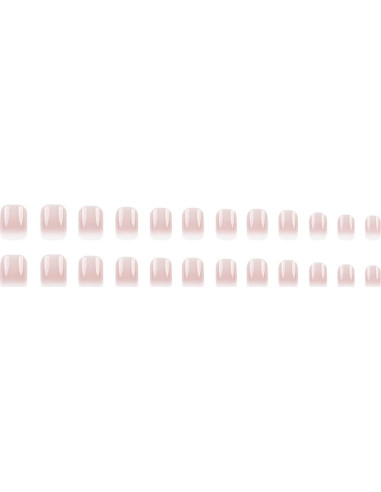 Uñas Postizas Cortas Francesas Ombre Rosa Blanco Hrnsnails