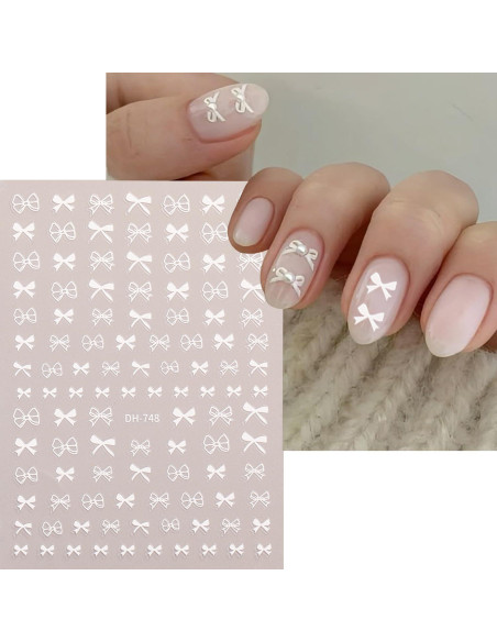 Calcomanías de Uñas Autoadhesivas 3D BSBTBZ - 4 Hojas Lazos Calcomanías de Uñas Autoadhesivas 3D BSBTBZ - 4 Hojas Lazos