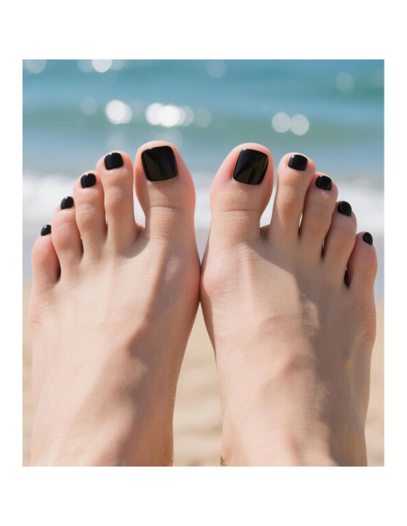 Uñas Postizas Negras Morily - 24 Pcs Cortas Cuadradas Reutilizables Uñas Postizas Negras Morily - 24 Pcs Cortas Cuadradas Reutilizables