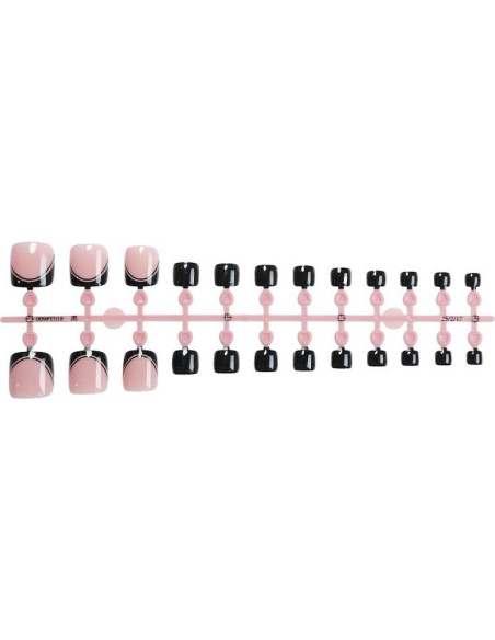 Uñas Postizas Cortas Francesas Negras Genérico 24 Piezas Uñas Postizas Cortas Francesas Negras Genérico 24 Piezas