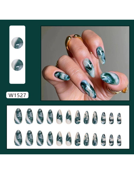 Uñas Postizas de Almendra Ombre Verde CTTHNBD 24 Pcs Uñas Postizas de Almendra Ombre Verde CTTHNBD 24 Pcs
