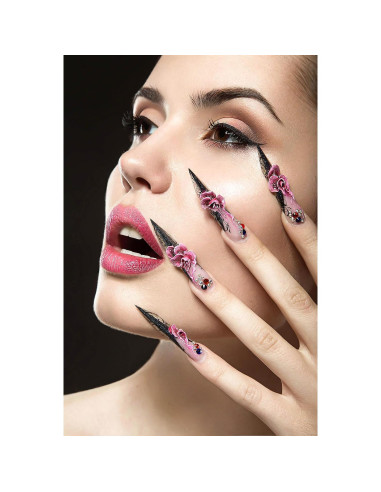 Uñas Postizas Largas RUOKEXIN 24Pcs Brillantes Punta Francesa