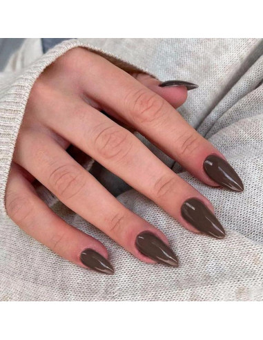 Uñas Postizas Almendra Medianas MinFeel Chocolate Marrón 24PCS