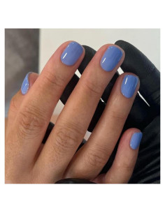 Uñas Postizas Cortas Azules Gritose - 24 Uñas Acrílicas Reutilizables