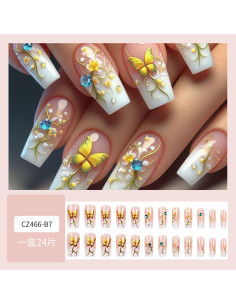 Uñas Postizas Brillantes KSTBJN Medianas Cuadradas 24 Piezas 2