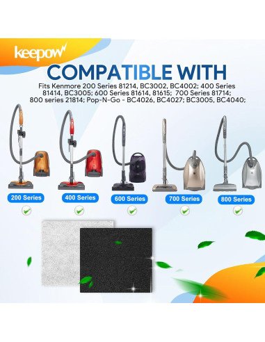 Filtro Hepa KEEPOW CF-1 Reemplazo para Kenmore y Panasonic - Paquete de 8