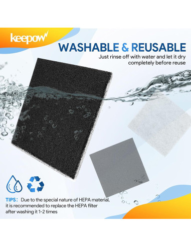 Filtro Hepa KEEPOW CF-1 Reemplazo para Kenmore y Panasonic - Paquete de 8