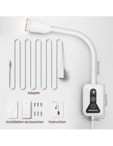Luz de Lectura Montada en Pared WOKWOYIO con Sensor y USB-C