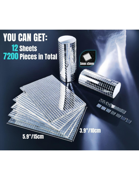 Espejos autoadhesivos AIVS 5x5 mm, 7200 piezas para manualidades Espejos autoadhesivos AIVS 5x5 mm, 7200 piezas para manualidades