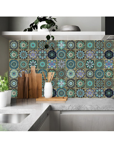24 Pegatinas de Azulejos Autoadhesivas WAO ZONE 10x10cm