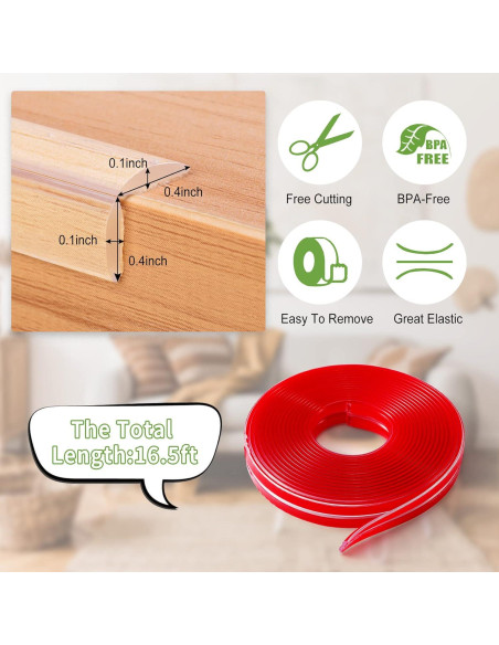 Protectores de Bordes de Mesa Gioriches - 5m Silicona Transparente Protectores de Bordes de Mesa Gioriches - 5m Silicona Transparente