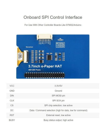 Pantalla E-Paper E-Ink 3.7" Waveshare 480x280 SPI Pantalla E-Paper E-Ink 3.7" Waveshare 480x280 SPI